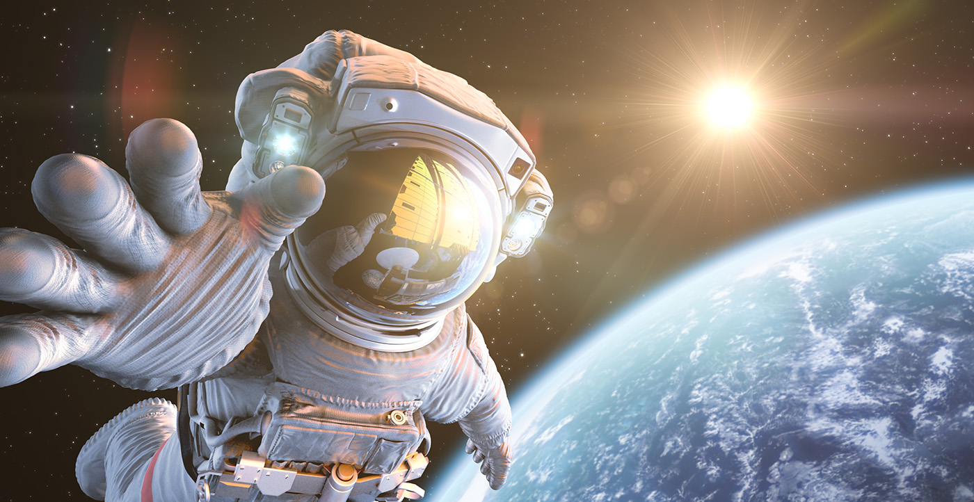 Astronaut in outer space, 3d render