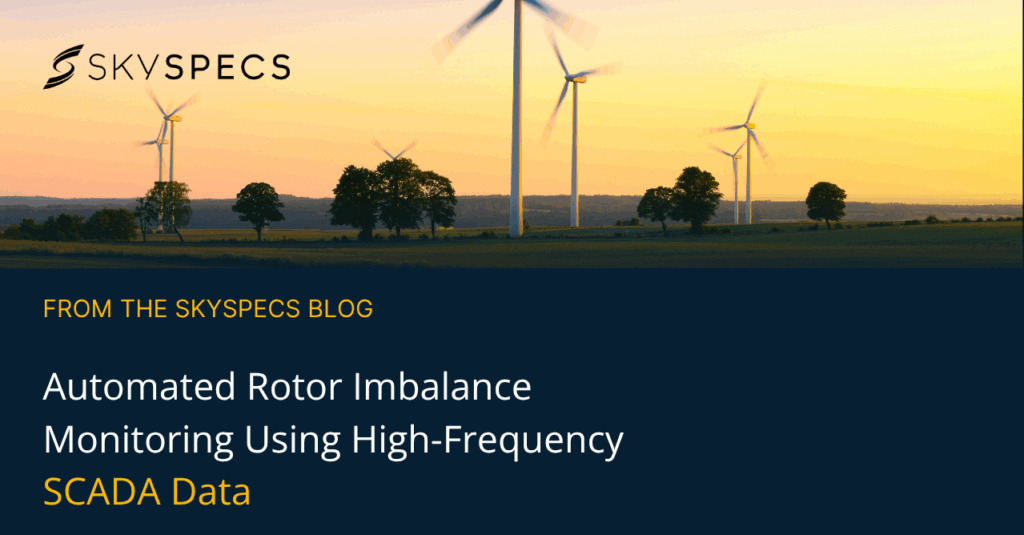 automated rotor imbalance with image of wind farm at sunrise