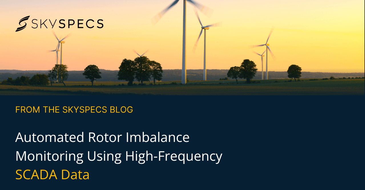 automated rotor imbalance with image of wind farm at sunrise