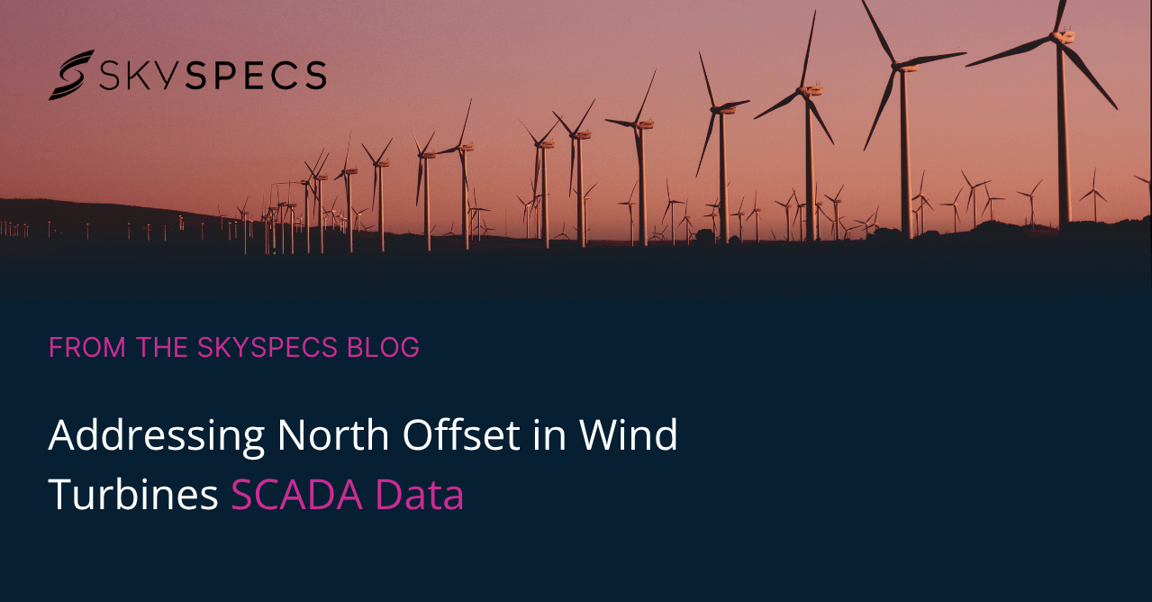 addressing north offset in wind turbine SCADA data title with row of wind turbines against sunset