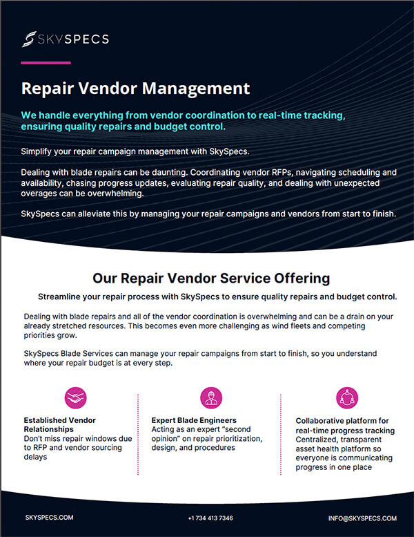 SkySpecs Repair Vendor Management
