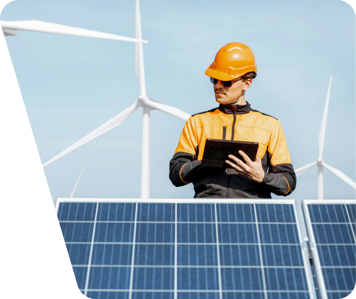 Wind energy technician coordinating repair work