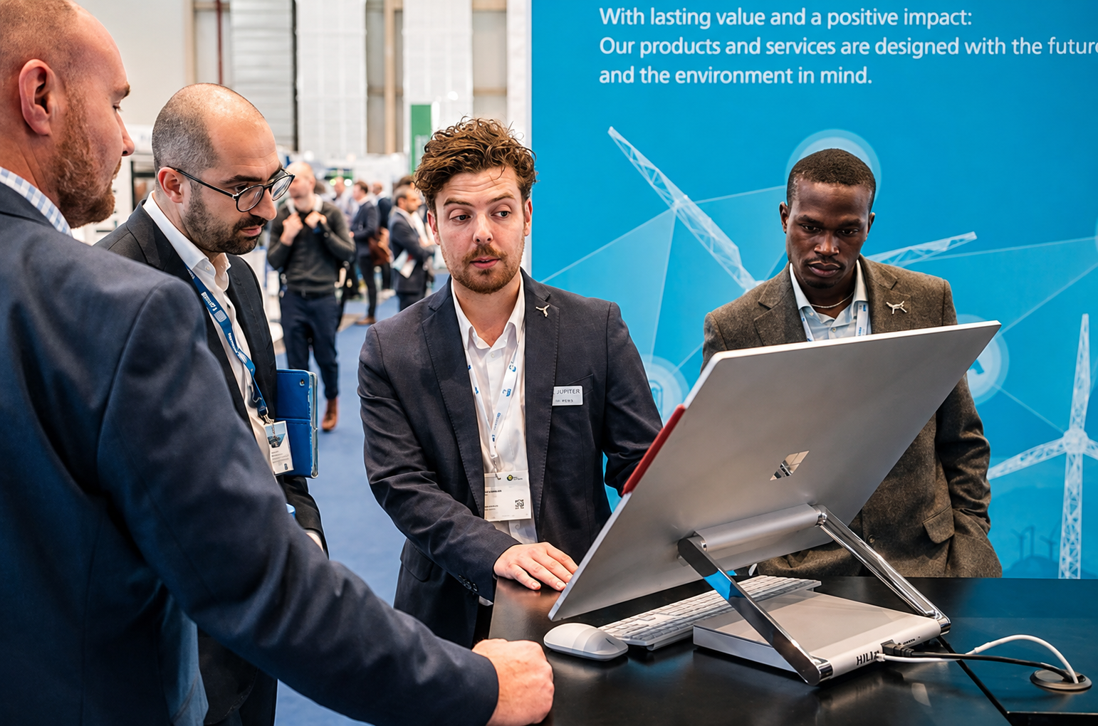 SkySpecs team members demonstrating technology at an industry event